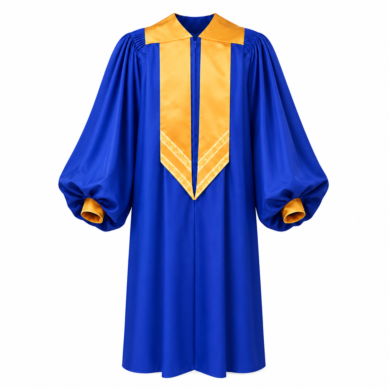Adult Choir Robe with Gold Satin Panel – Unisex Church Gown