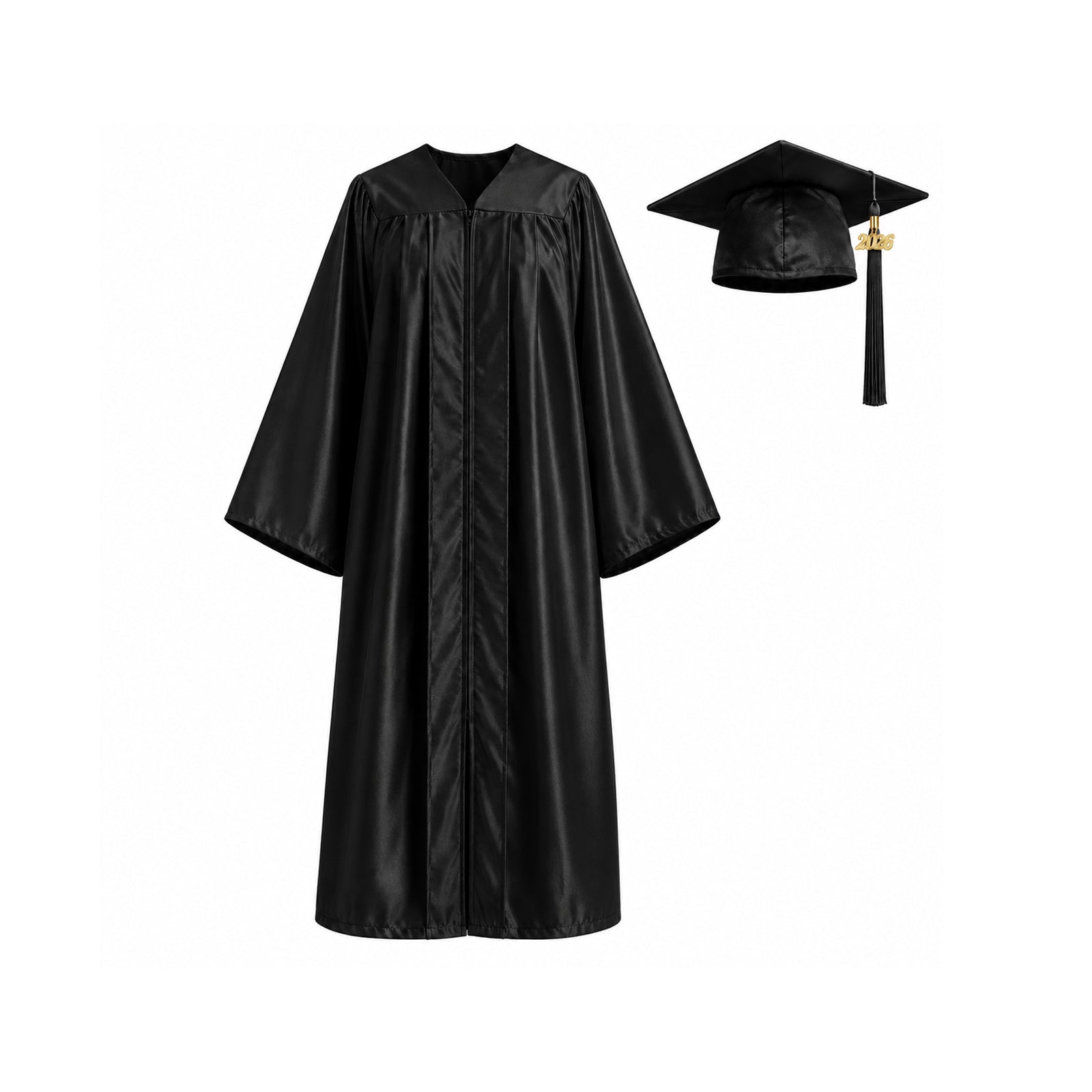 Unisex Shiny Graduation Gown Set with Cap & Tassel