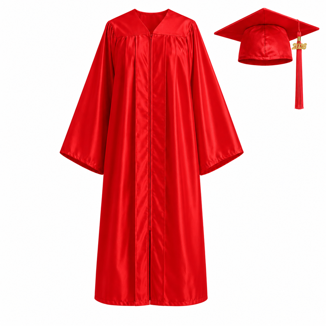 Unisex Shiny Graduation Gown Set with Cap & Tassel