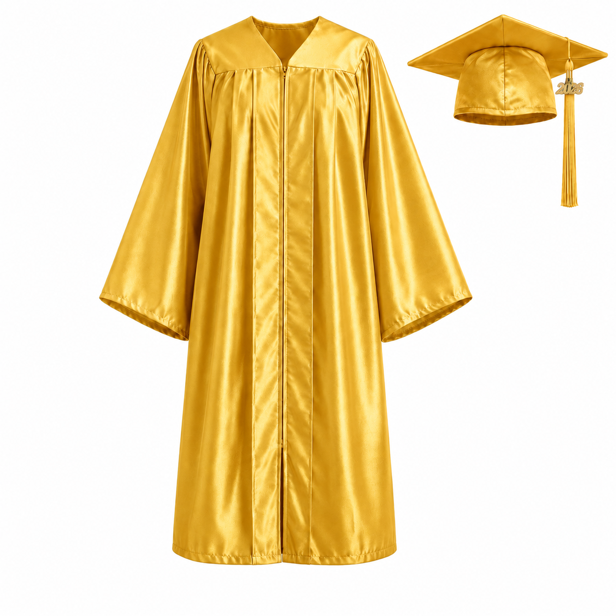 Unisex Shiny Graduation Gown Set with Cap & Tassel