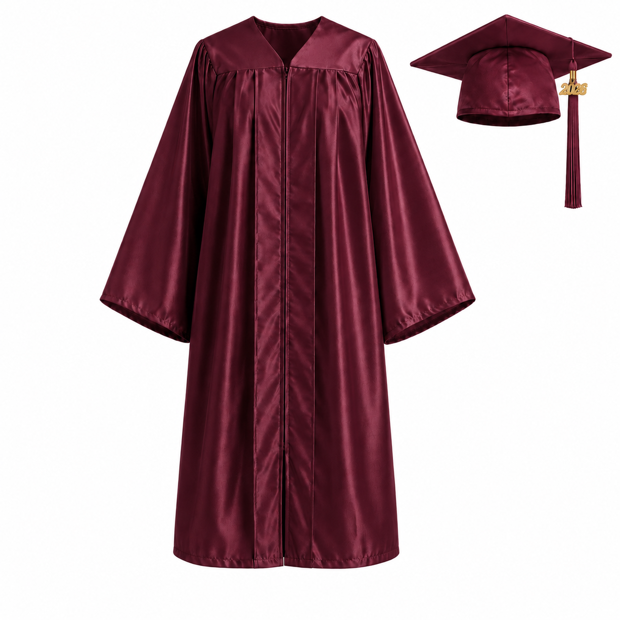 Unisex Shiny Graduation Gown Set with Cap & Tassel