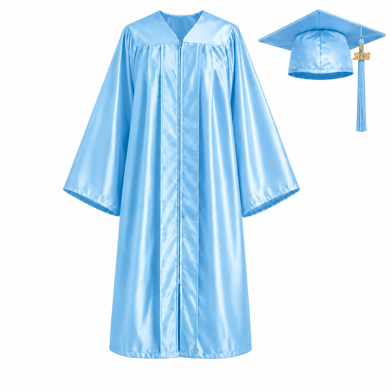 Unisex Shiny Graduation Gown Set with Cap & Tassel
