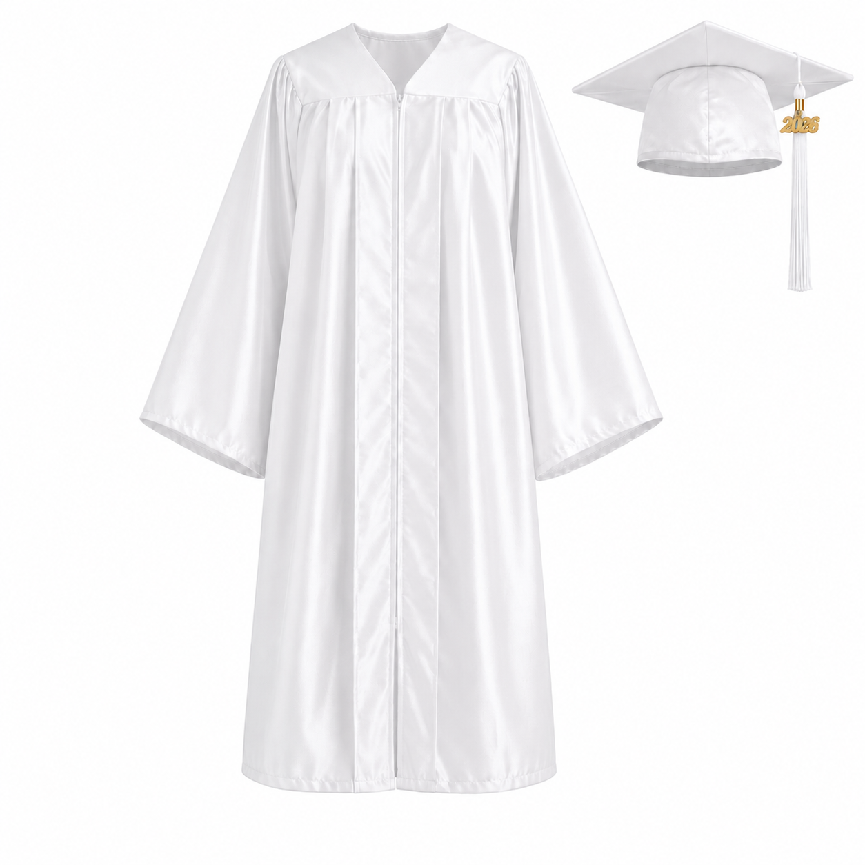 Unisex Shiny Graduation Gown Set with Cap & Tassel