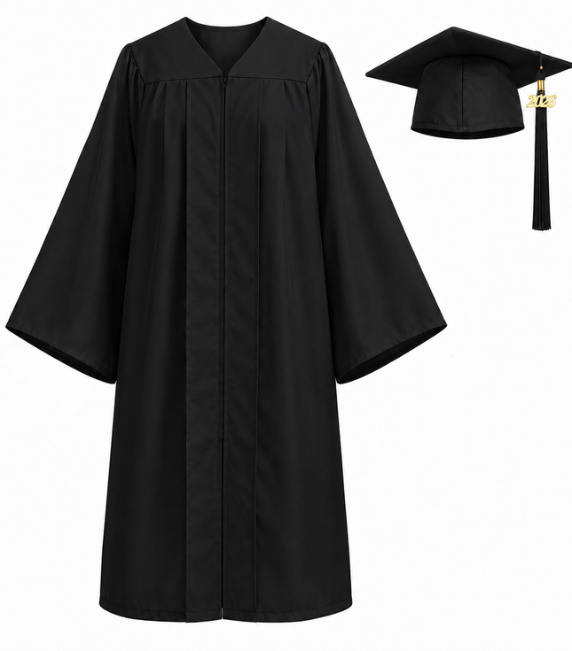 Unisex Matte Graduation Gown Set with Cap & Tassel