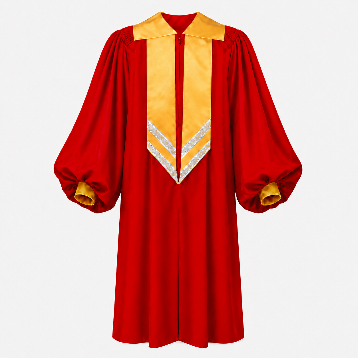 Adult Choir Robe with Gold Satin Panel – Unisex Church Gown