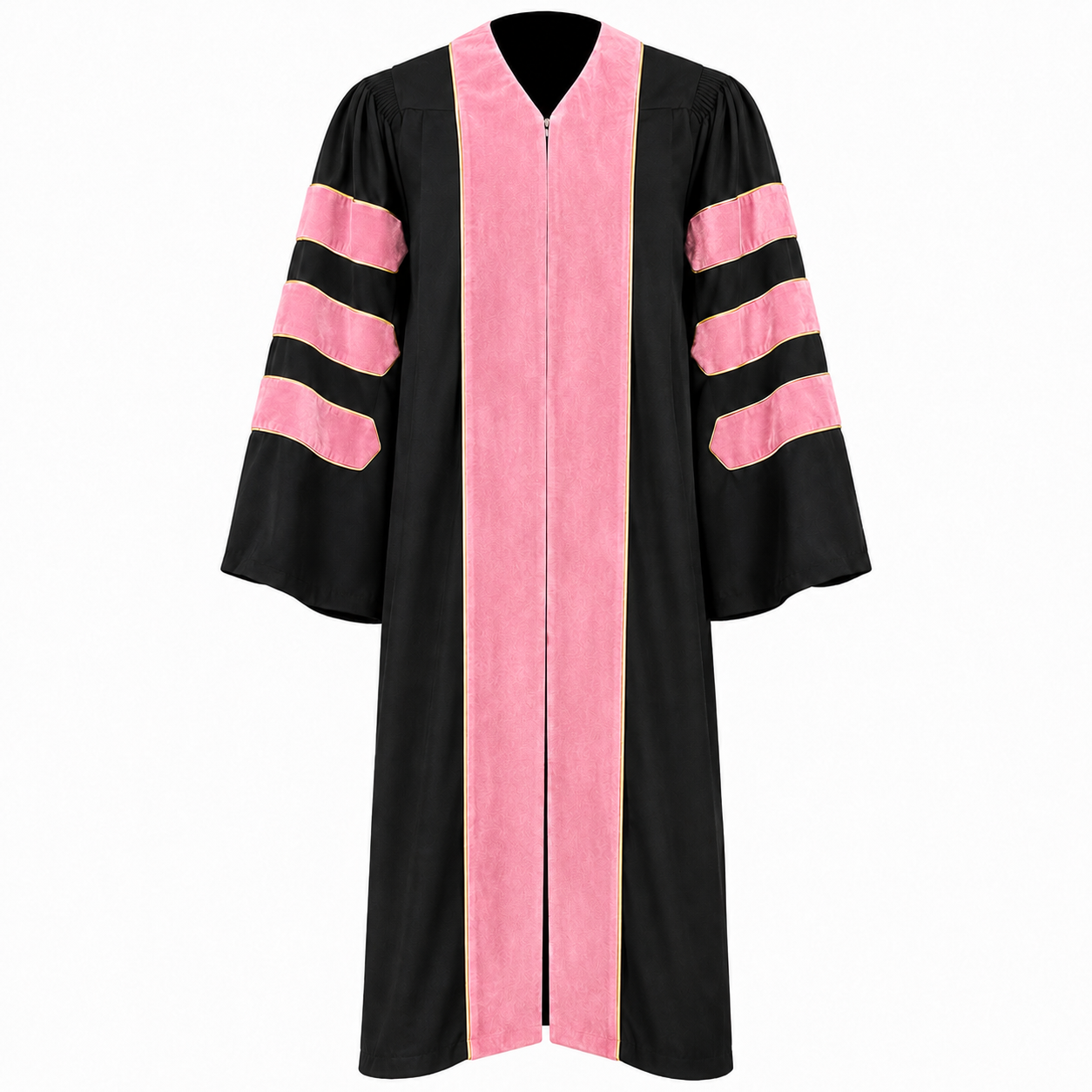 Doctoral Graduation Gown with Velvet Panels & Gold Piping
