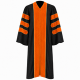Doctoral Graduation Gown with Velvet Panels & Gold Piping