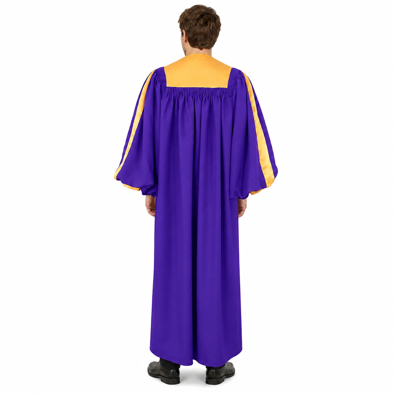 Adult Choir Robe with Gold Satin Panel – Unisex Church Gown