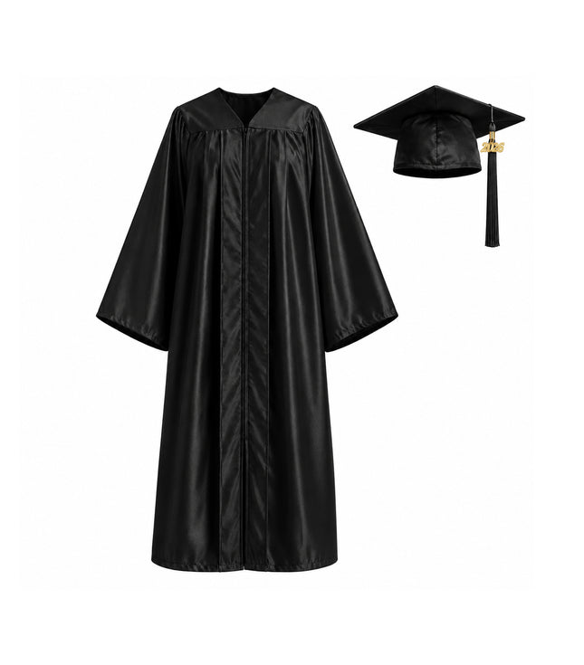 Unisex Shiny Graduation Gown Set with Cap & Tassel