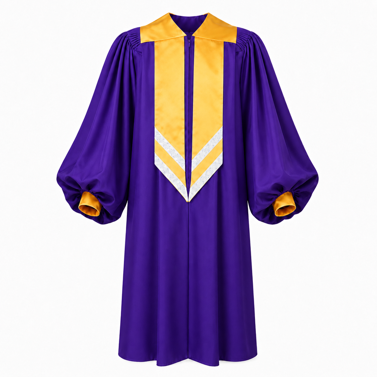 Adult Choir Robe with Gold Satin Panel – Unisex Church Gown
