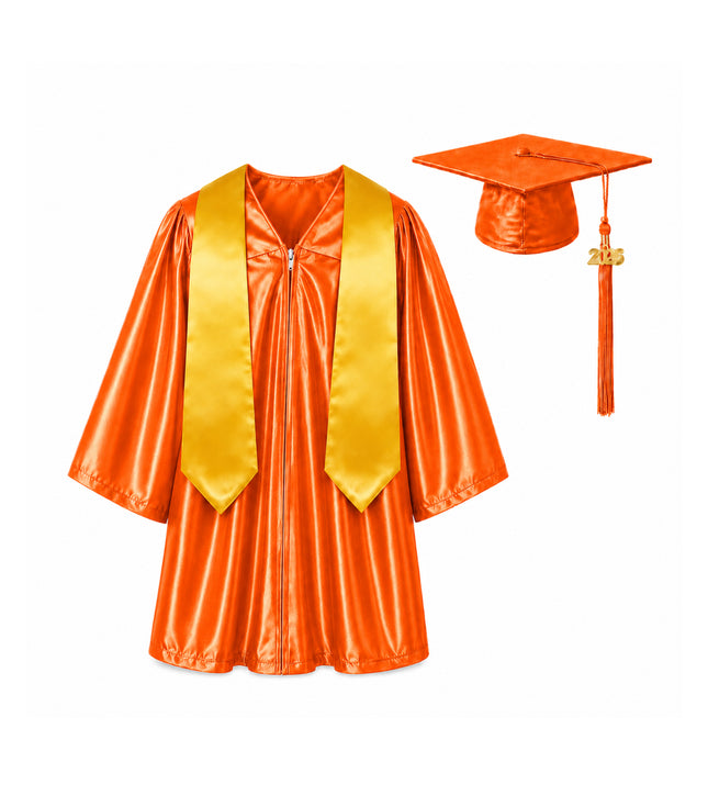 Shiny Kids Graduation Gown Set with Cap & Stole