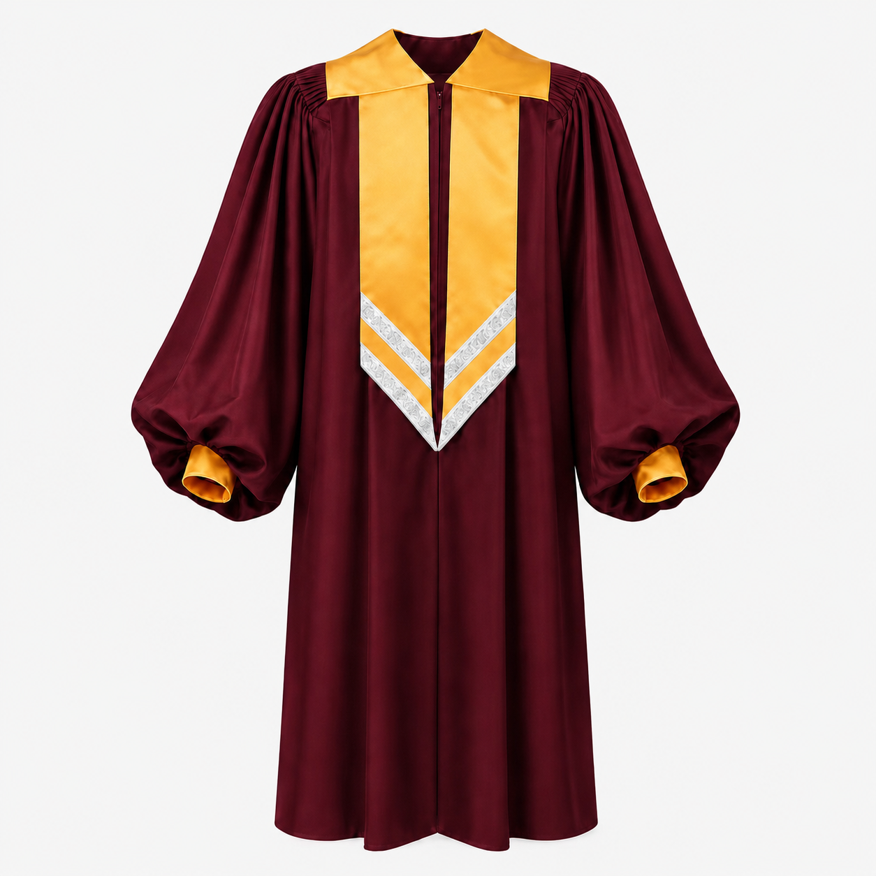 Adult Choir Robe with Gold Satin Panel – Unisex Church Gown