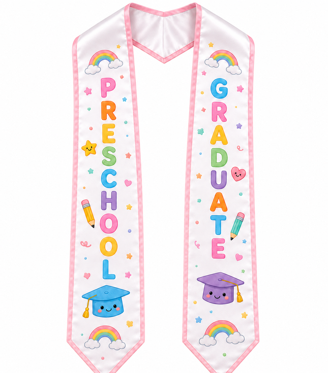 Kids Preschool Graduation Stole – Colorful Printed Sash