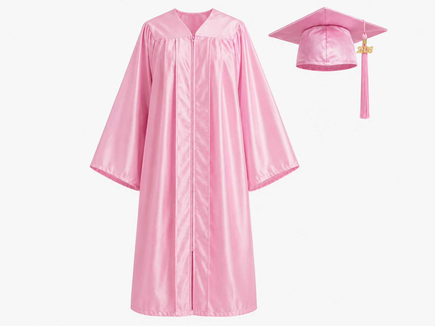 Unisex Shiny Graduation Gown Set with Cap & Tassel