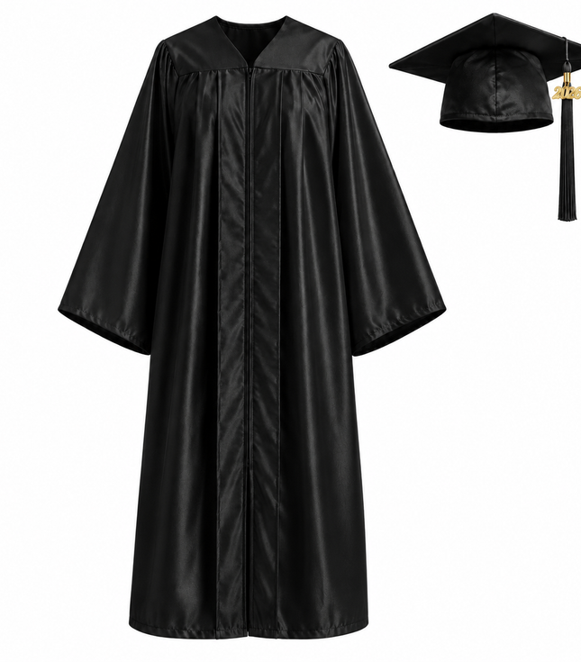 Unisex Shiny Graduation Gown Set with Cap & Tassel