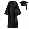 Unisex Shiny Graduation Gown Set with Cap & Tassel