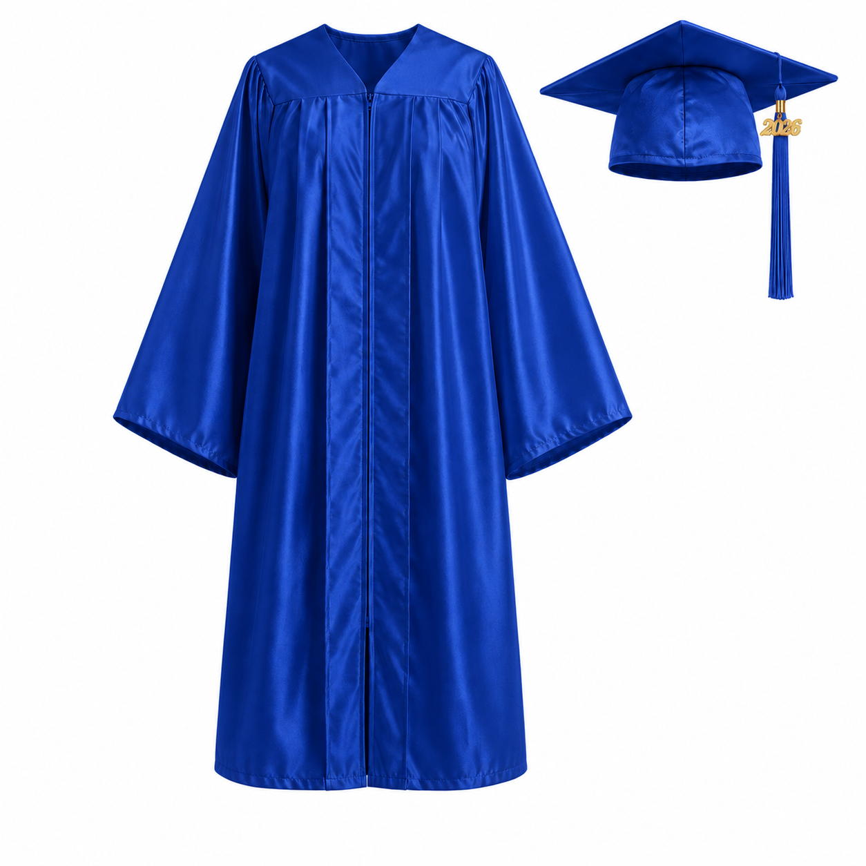 Unisex Shiny Graduation Gown Set with Cap & Tassel