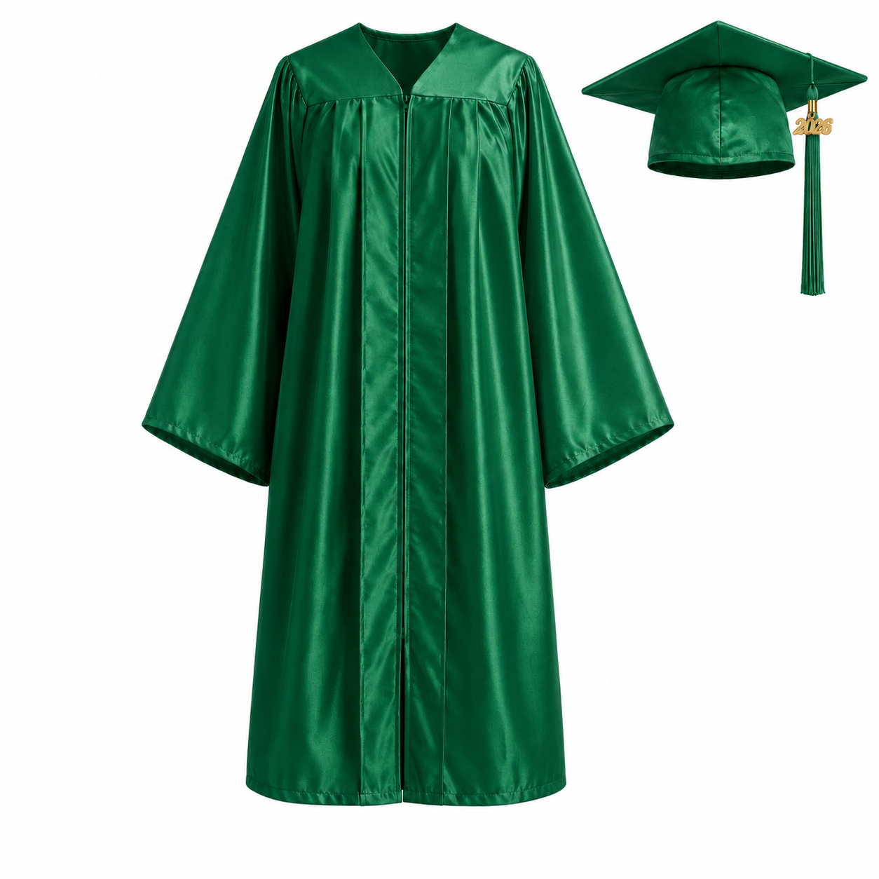 Unisex Shiny Graduation Gown Set with Cap & Tassel
