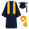 Unisex Graduation Cap & Gown Set with Gold Stole and Honor Cord