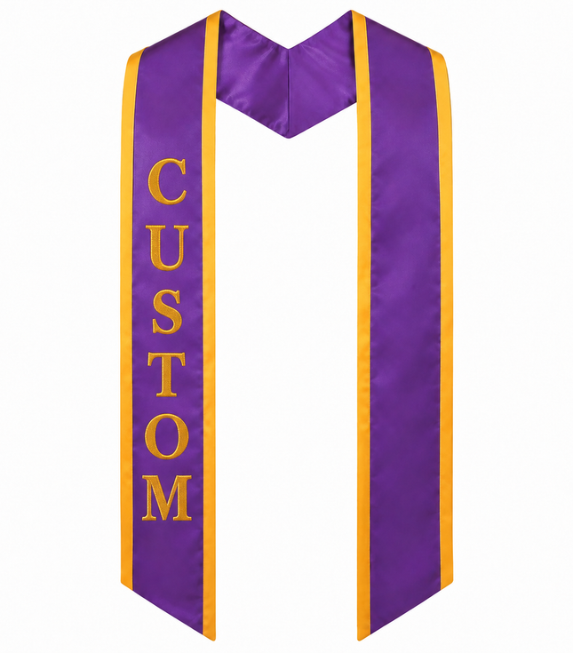 72 Inch Custom Graduation Stole with Embroidery & Printing