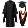 Master’s Graduation Gown Set with Cap, Tassel & Academic Hood