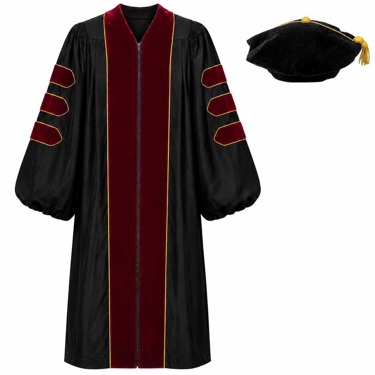 Doctoral Graduation Gown & Tam Set – Velvet Panels
