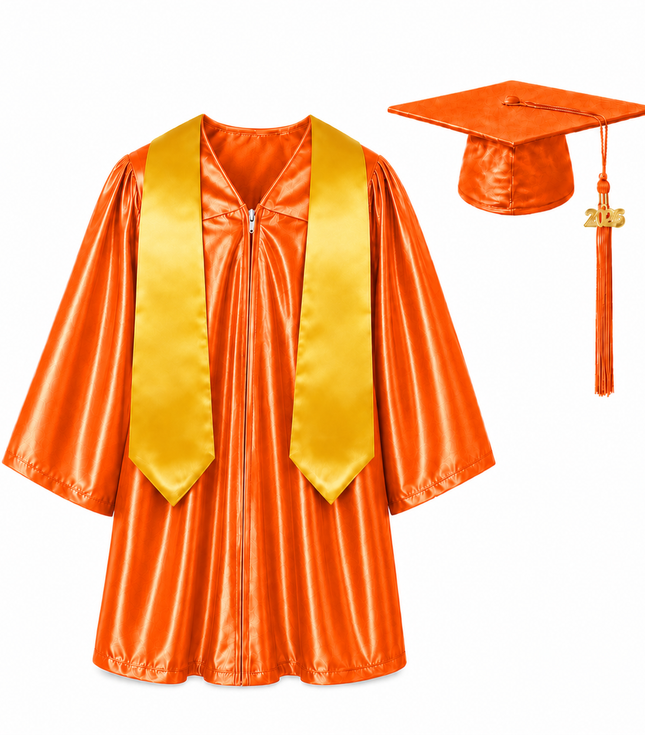 Shiny Kids Graduation Gown Set with Cap & Stole