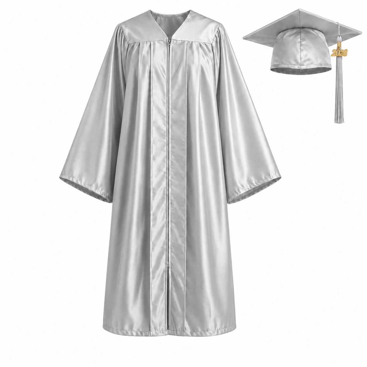 Unisex Shiny Graduation Gown Set with Cap & Tassel