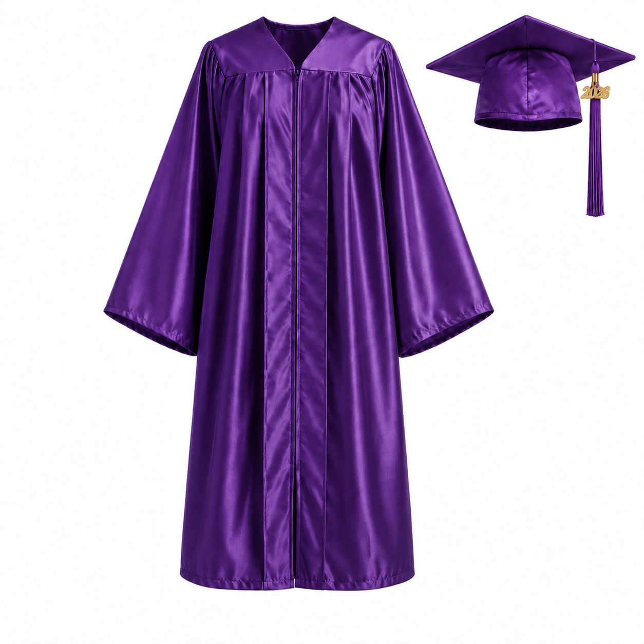 Unisex Shiny Graduation Gown Set with Cap & Tassel