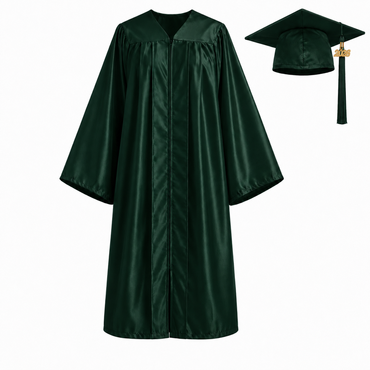Unisex Shiny Graduation Gown Set with Cap & Tassel