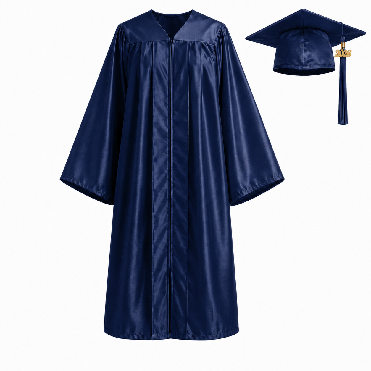 Unisex Shiny Graduation Gown Set with Cap & Tassel