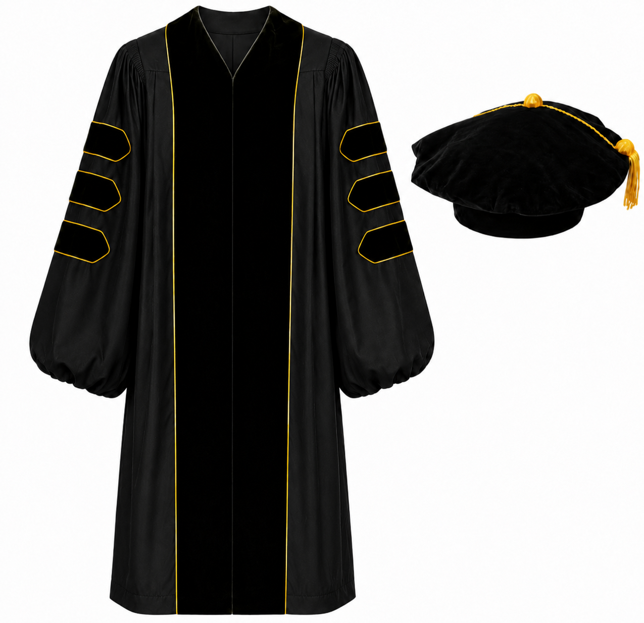 Doctoral Graduation Gown & Tam Set – Velvet Panels