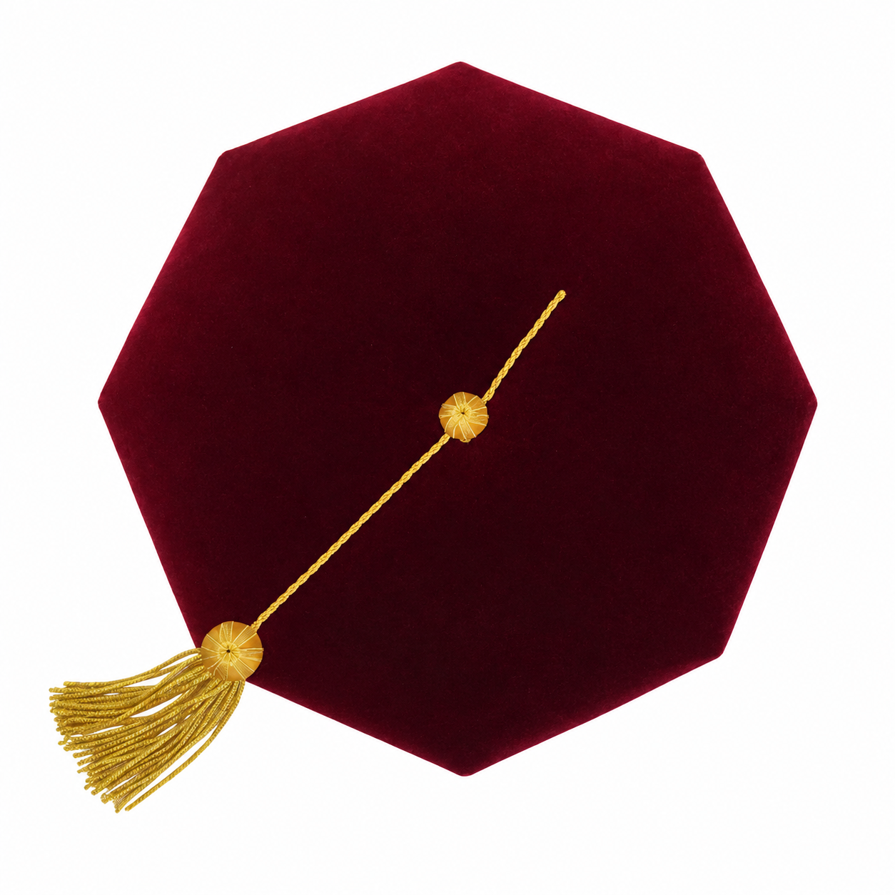 Velvet 8"Sided Doctoral Tam Graduation Cap with Gold Tassel