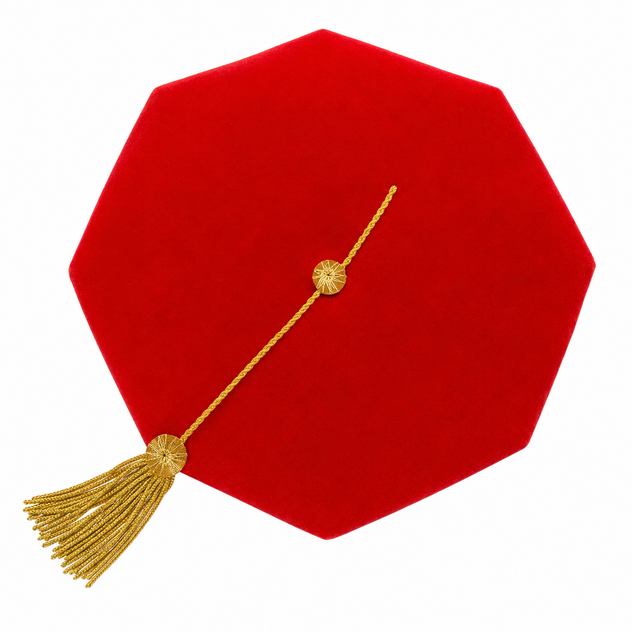 Velvet 8"Sided Doctoral Tam Graduation Cap with Gold Tassel