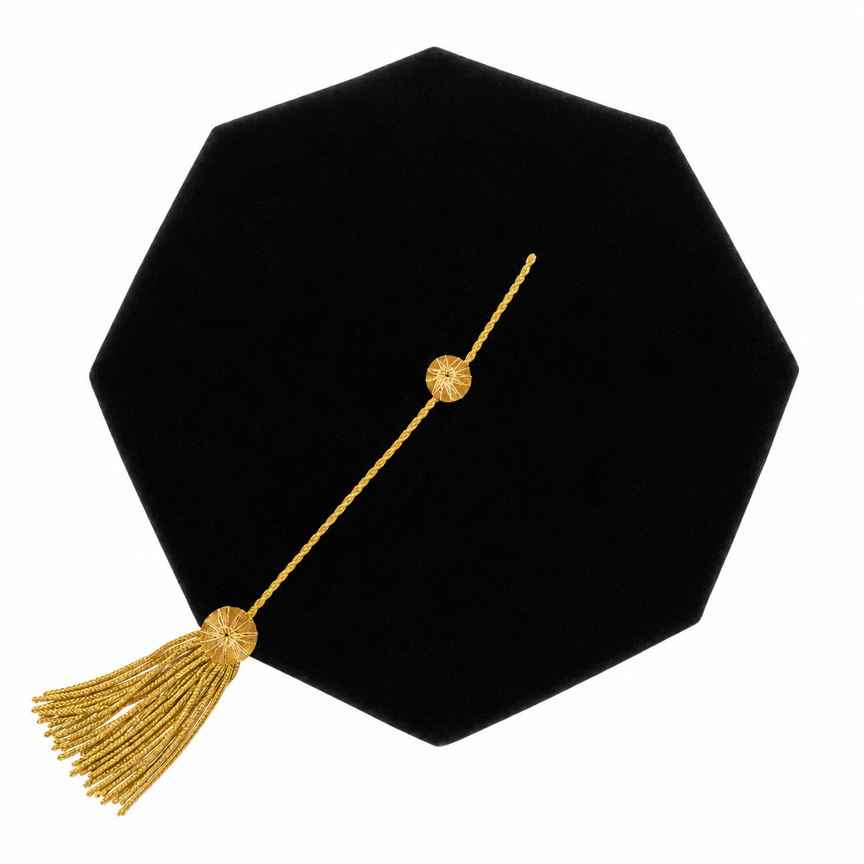 Velvet 8"Sided Doctoral Tam Graduation Cap with Gold Tassel