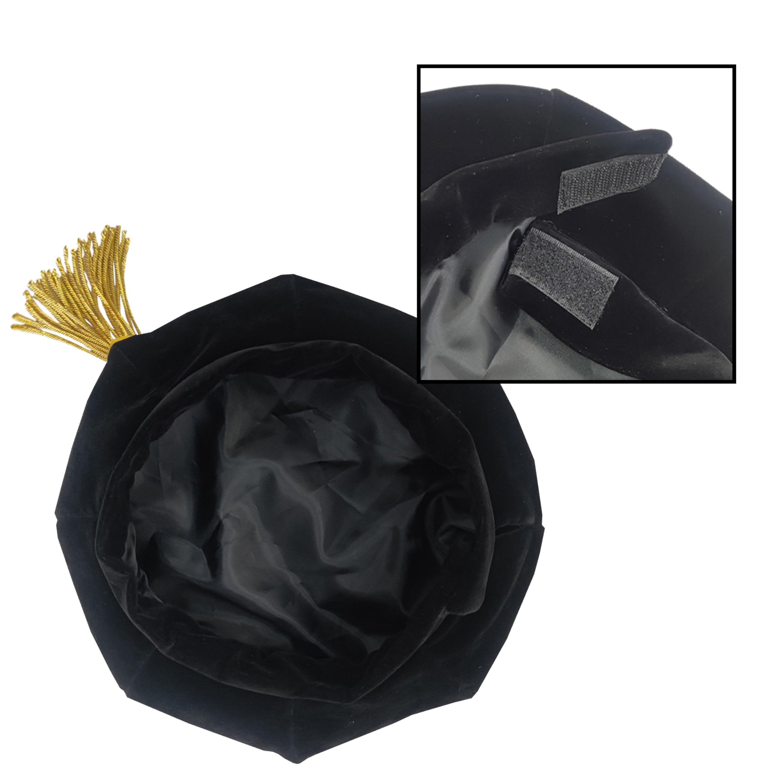 Velvet 8"Sided Doctoral Tam Graduation Cap with Gold Tassel