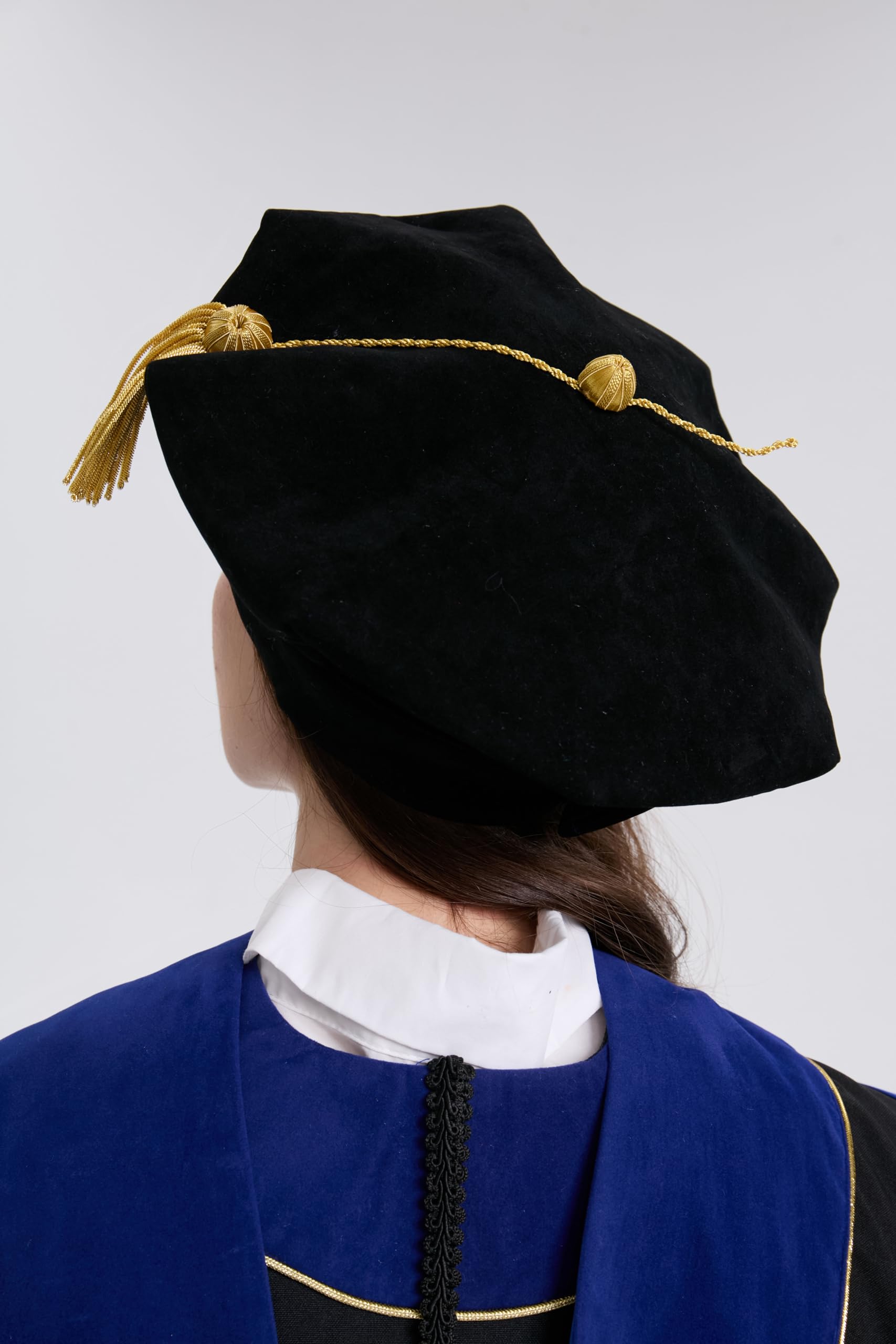 Velvet 8"Sided Doctoral Tam Graduation Cap with Gold Tassel
