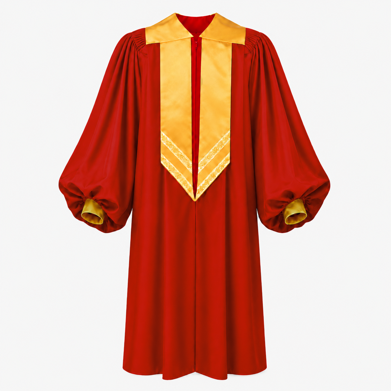 Adult Choir Robe with Gold Satin Panel – Unisex Church Gown