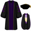 Doctoral Gown Set with Hood & 8-Sided Tam-Velvet & Gold Piping